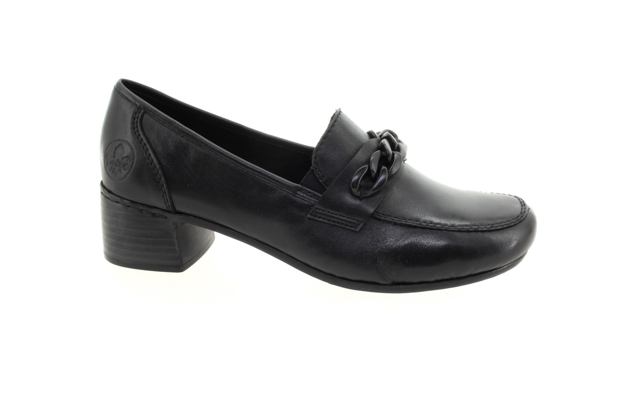 RIEKER Dámské kožené černé mokasíny