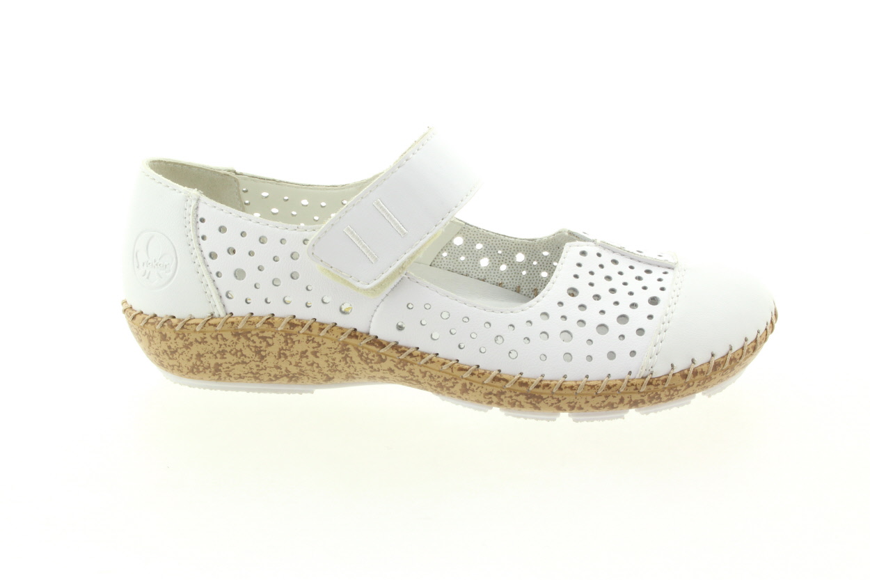RIEKER Dámské bílé kožené baleríny
