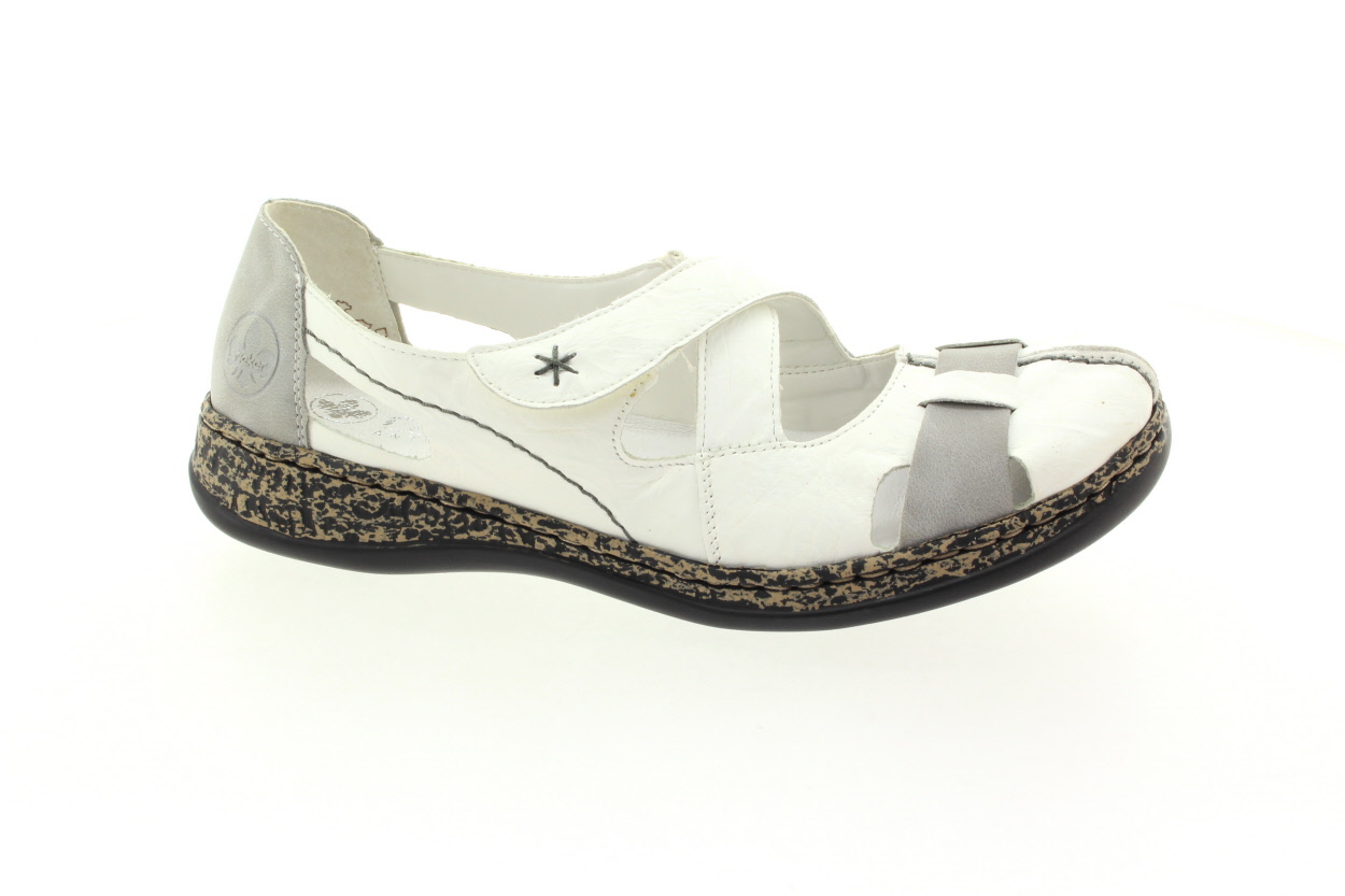 RIEKER Dámské kožené bílé balerínky