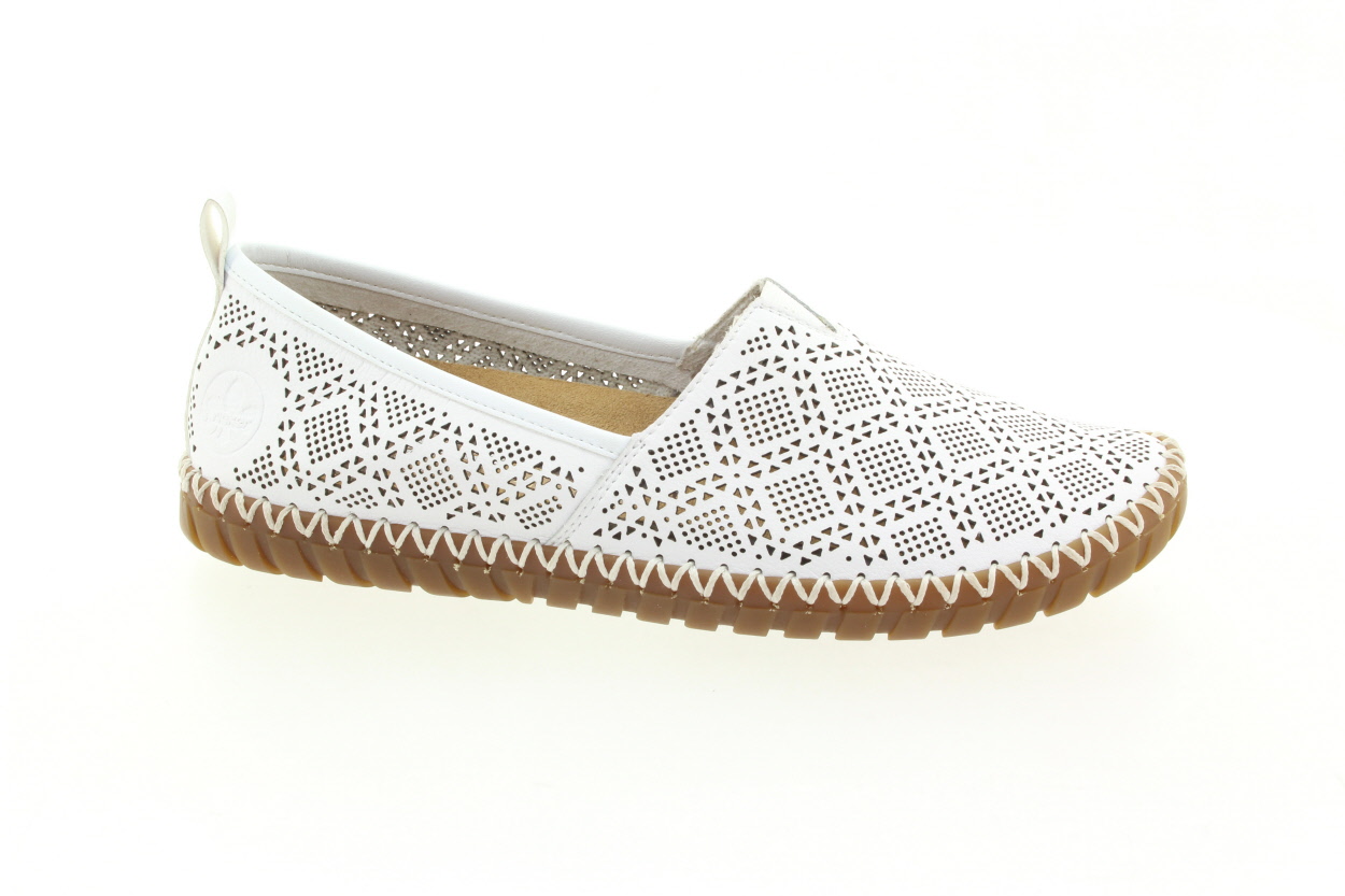 RIEKER Dámské bílé kožené mokasíny