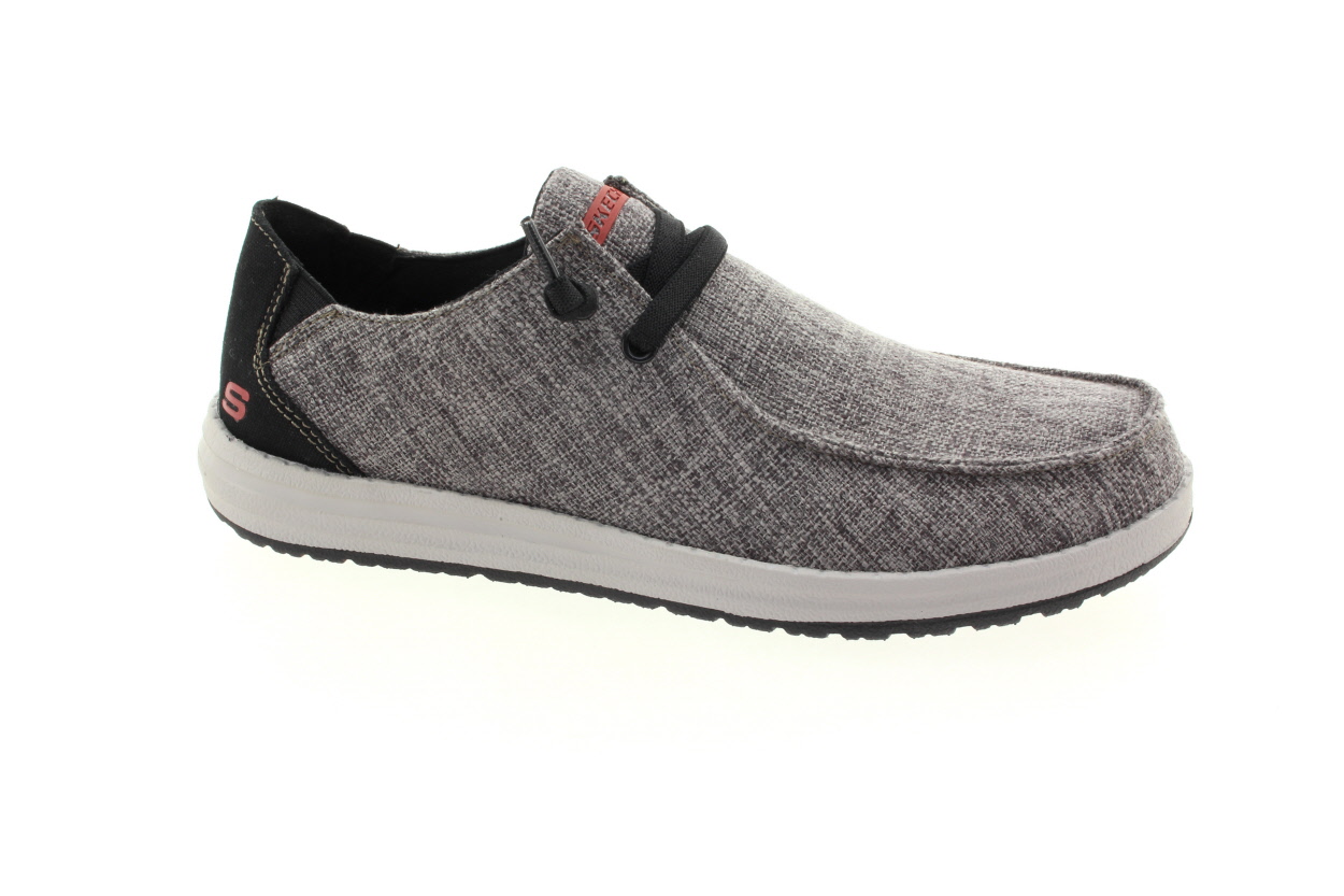 SKECHERS Pánské textilní šedo-černé mokasíny