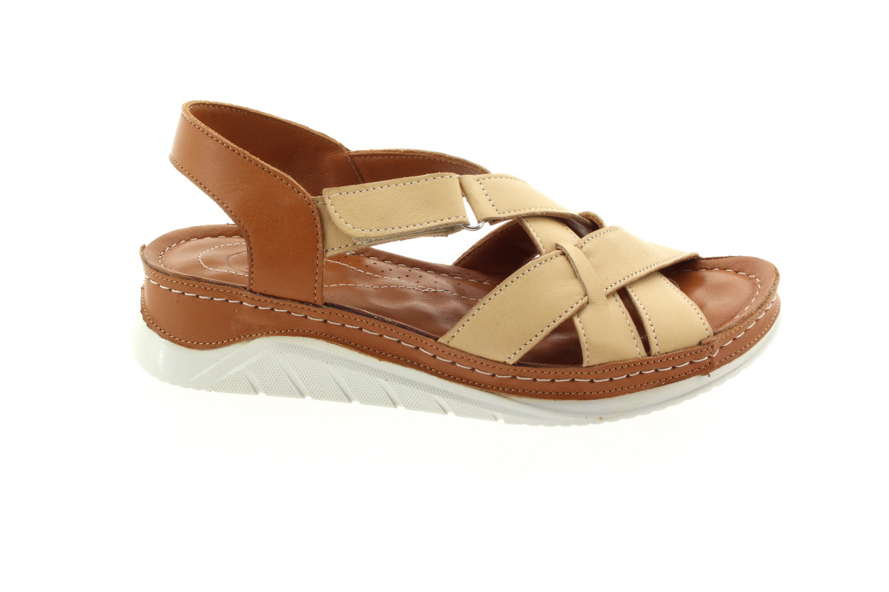 YO Dámské kožené béžovo-hnědé sandály