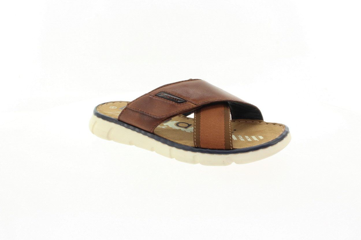 BUGATTI Pánské koňakové kožené pantofle