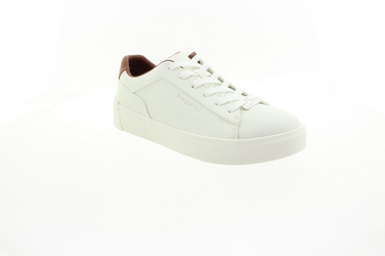 BUGATTI Pánské bílé tenisky s koňakovou patou