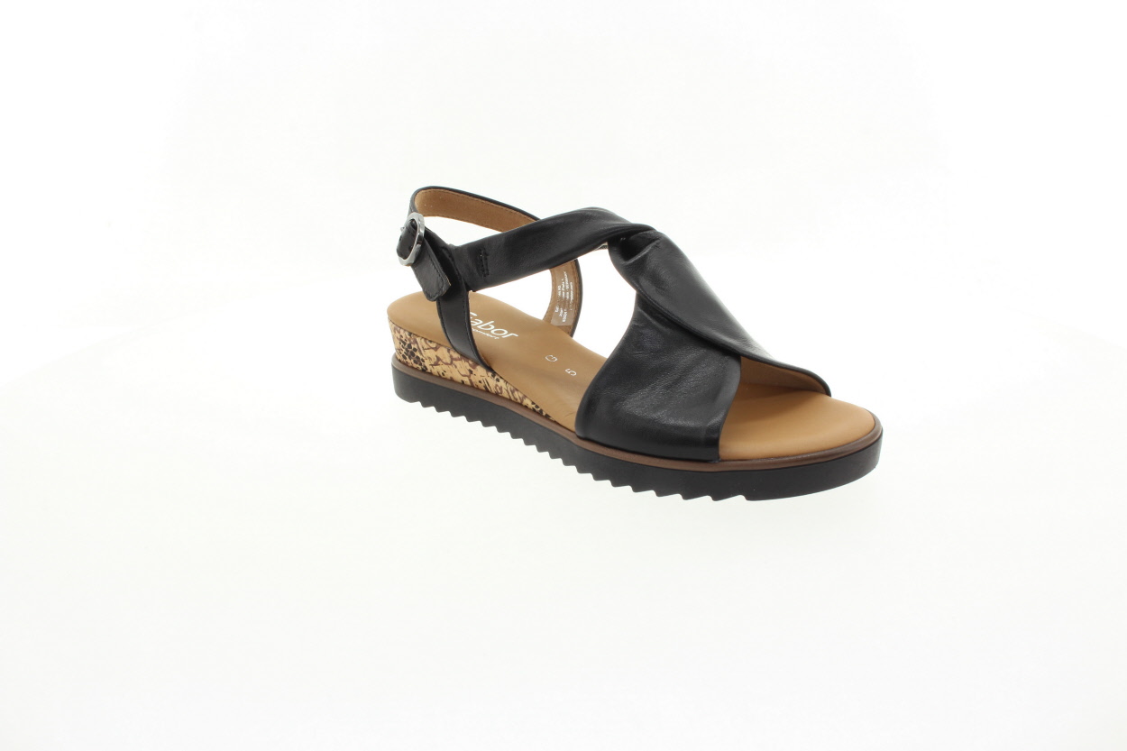 GABOR Dámské černé kožené sandály