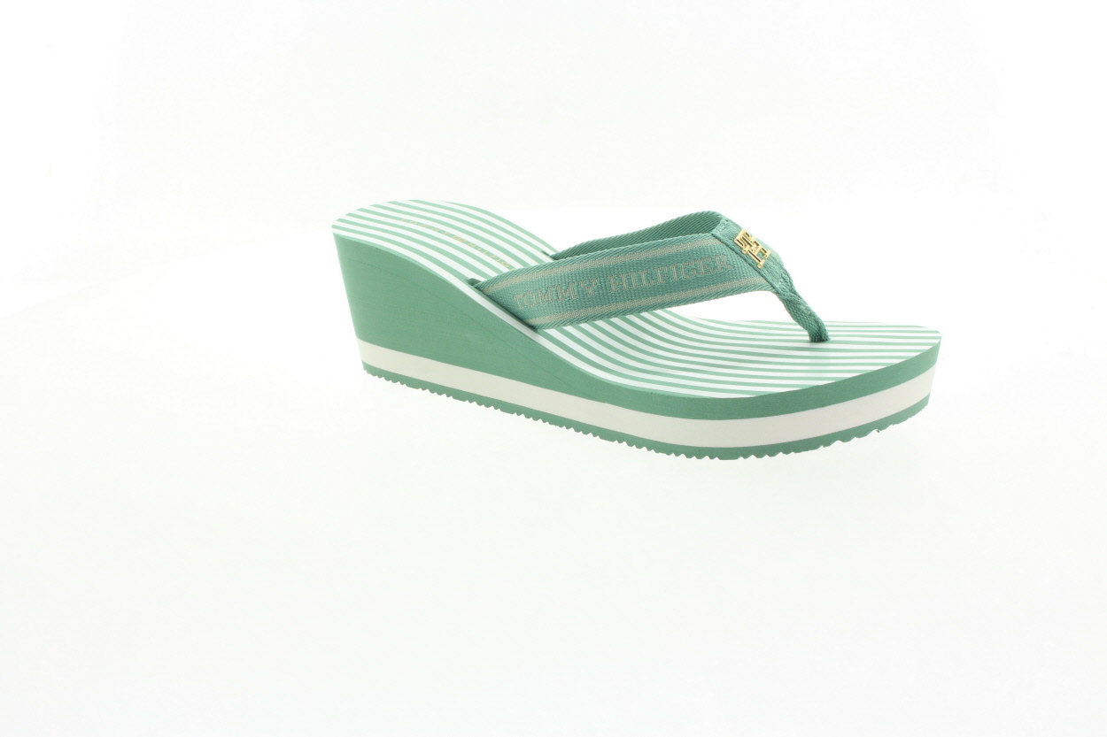 TOMMY HILFIGER Dámské zelené žabky na klínu