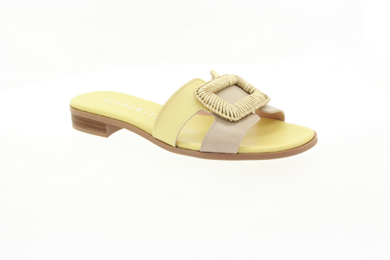 HISPANITAS Dámské béžovo žluté kožené pantofle