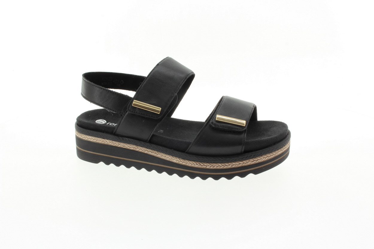 REMONTE Dámské kožené černé sandály