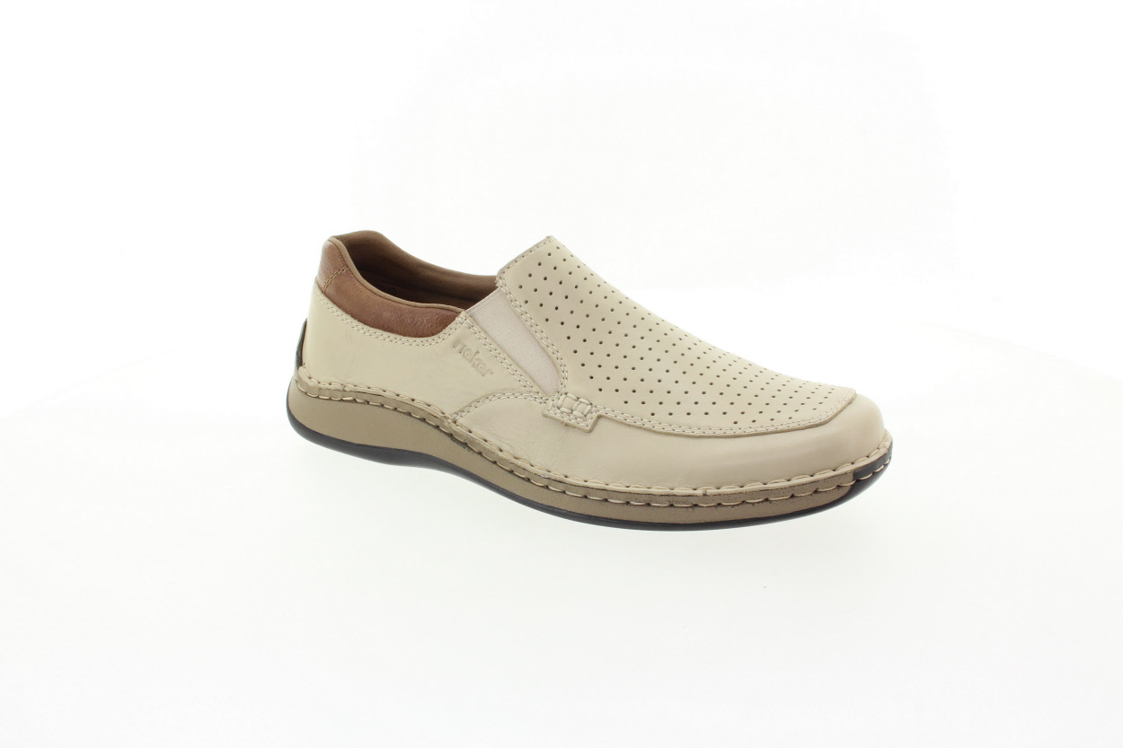 RIEKER Pánské kožené krémové mokasíny