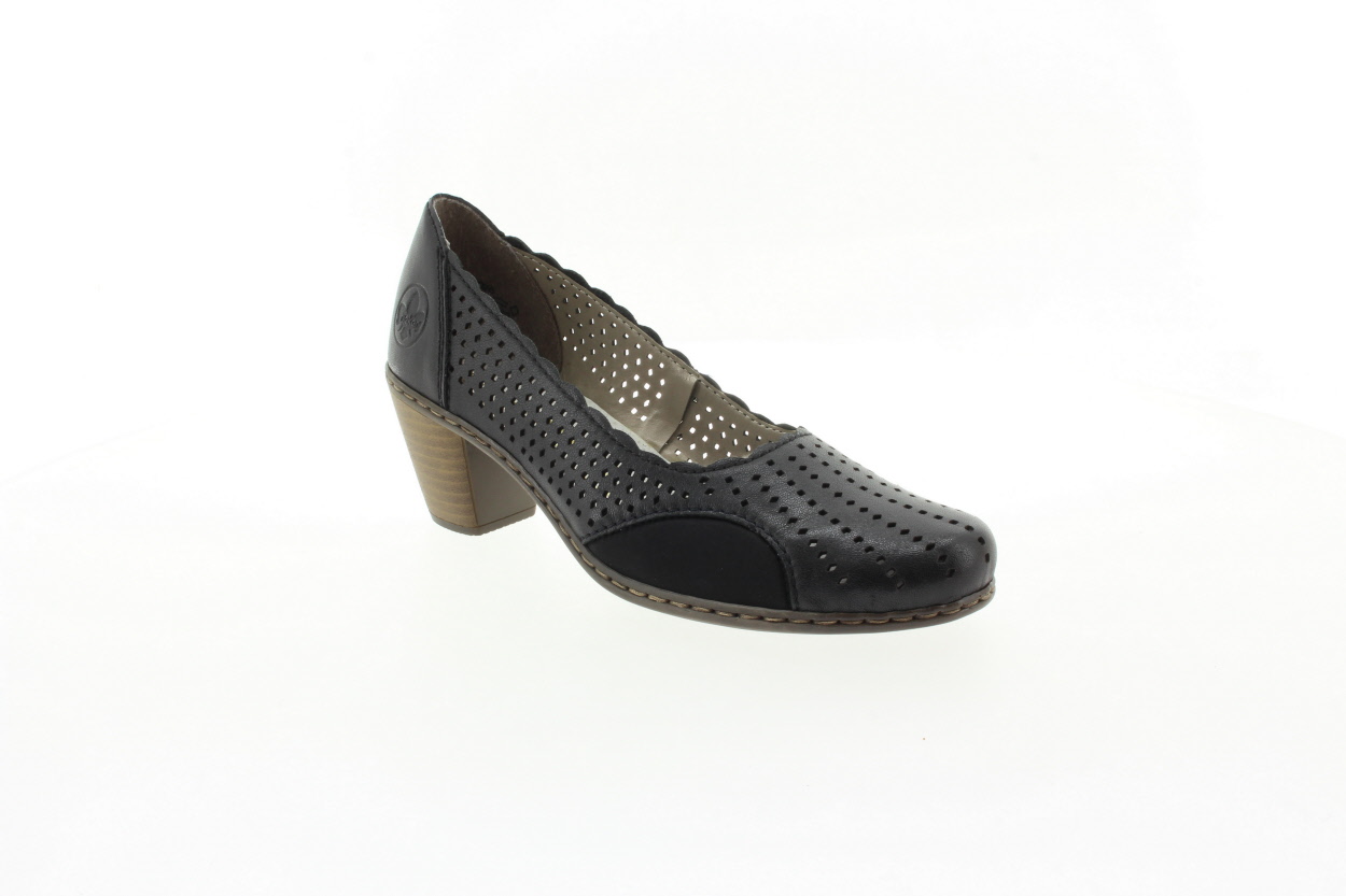 RIEKER Dámské černé kožené lodičky