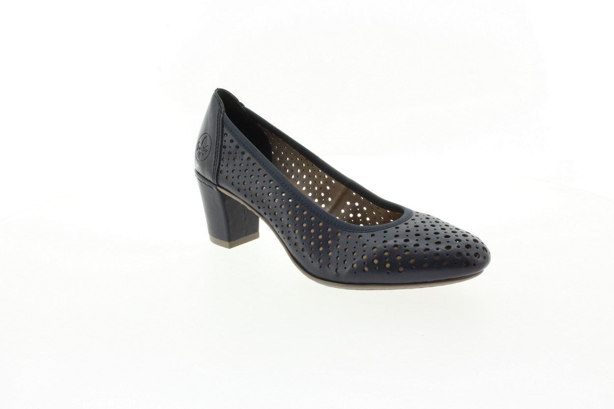 RIEKER Dámské modré kožené lodičky