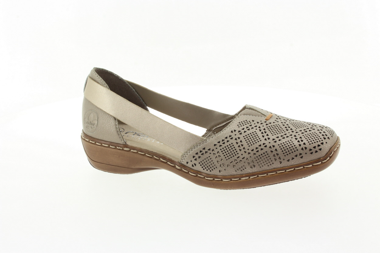 RIEKER Dámské béžové kožené mokasíny