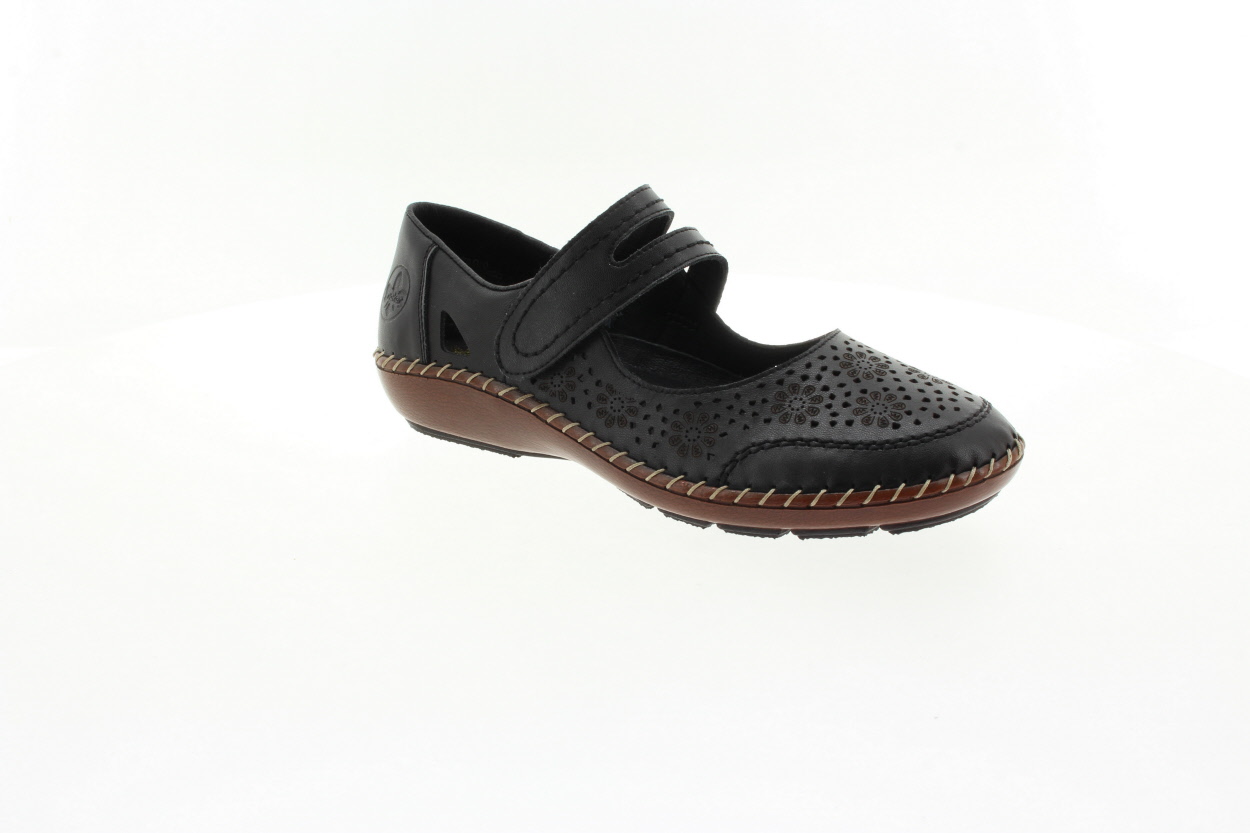 RIEKER Dámské černé kožené baleríny