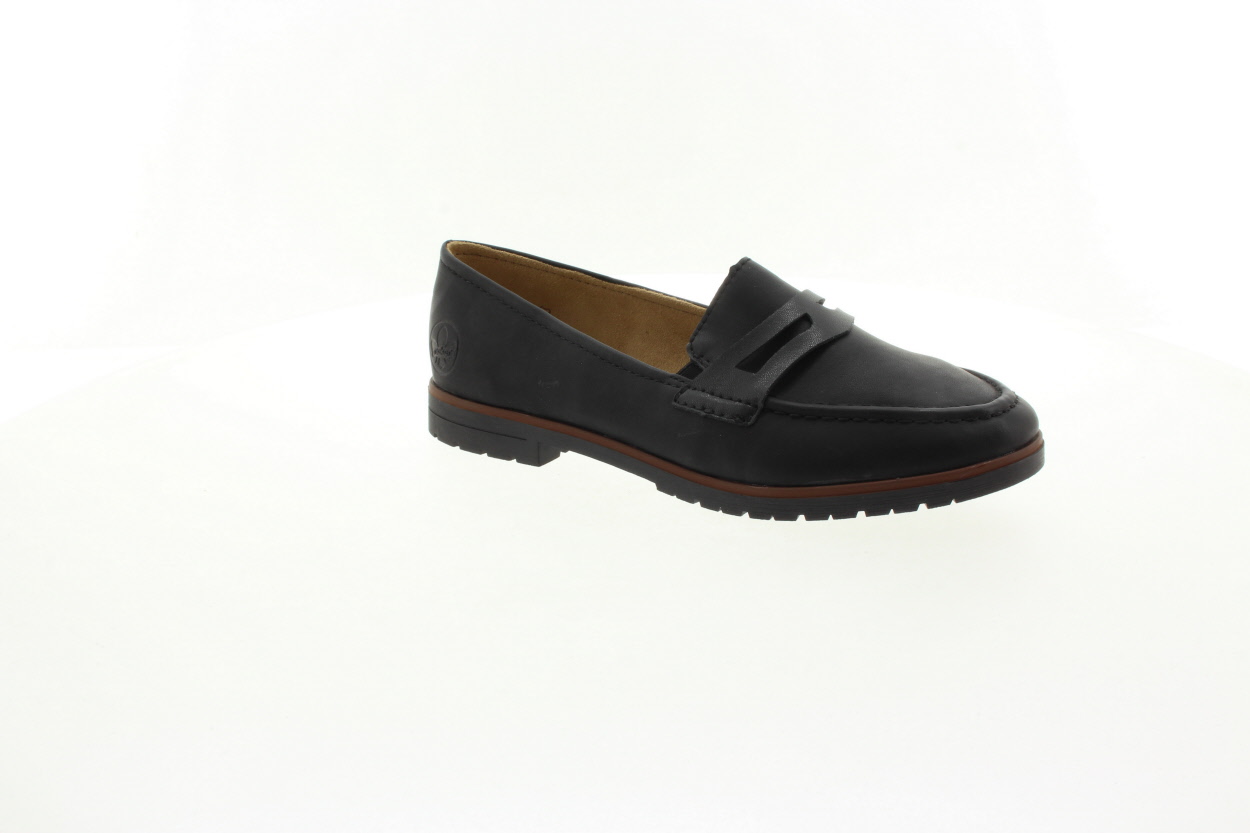 RIEKER Dámské kožené černé mokasíny