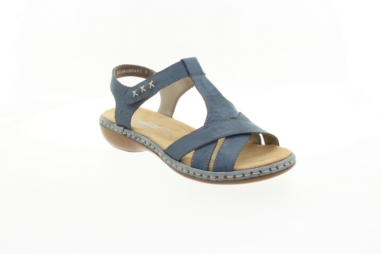 RIEKER Dámské kožené modré sandály
