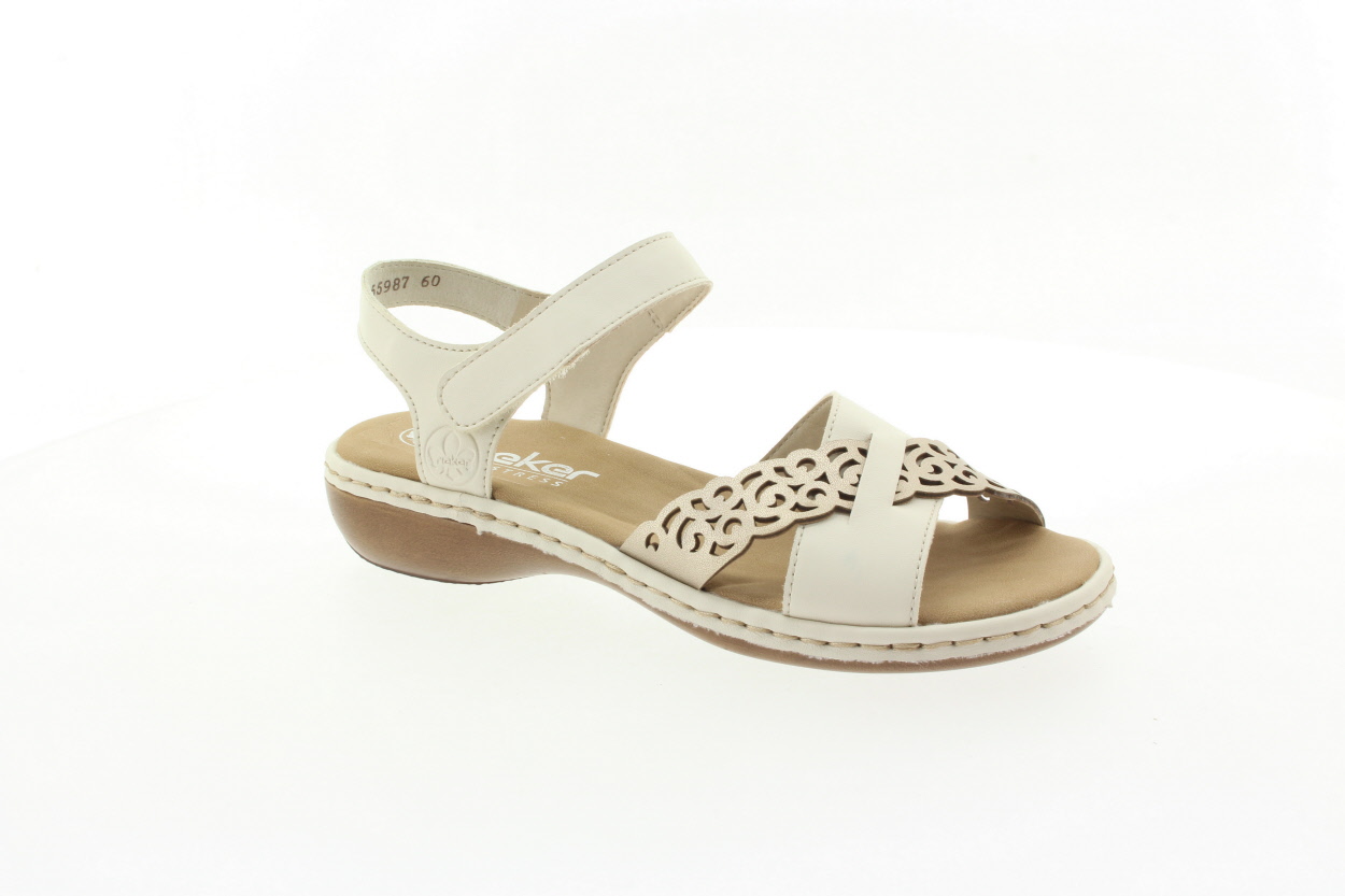 RIEKER Dámské kožené béžové sandály