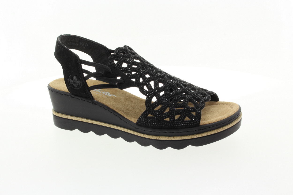 RIEKER Dámské černé sandály na klínku