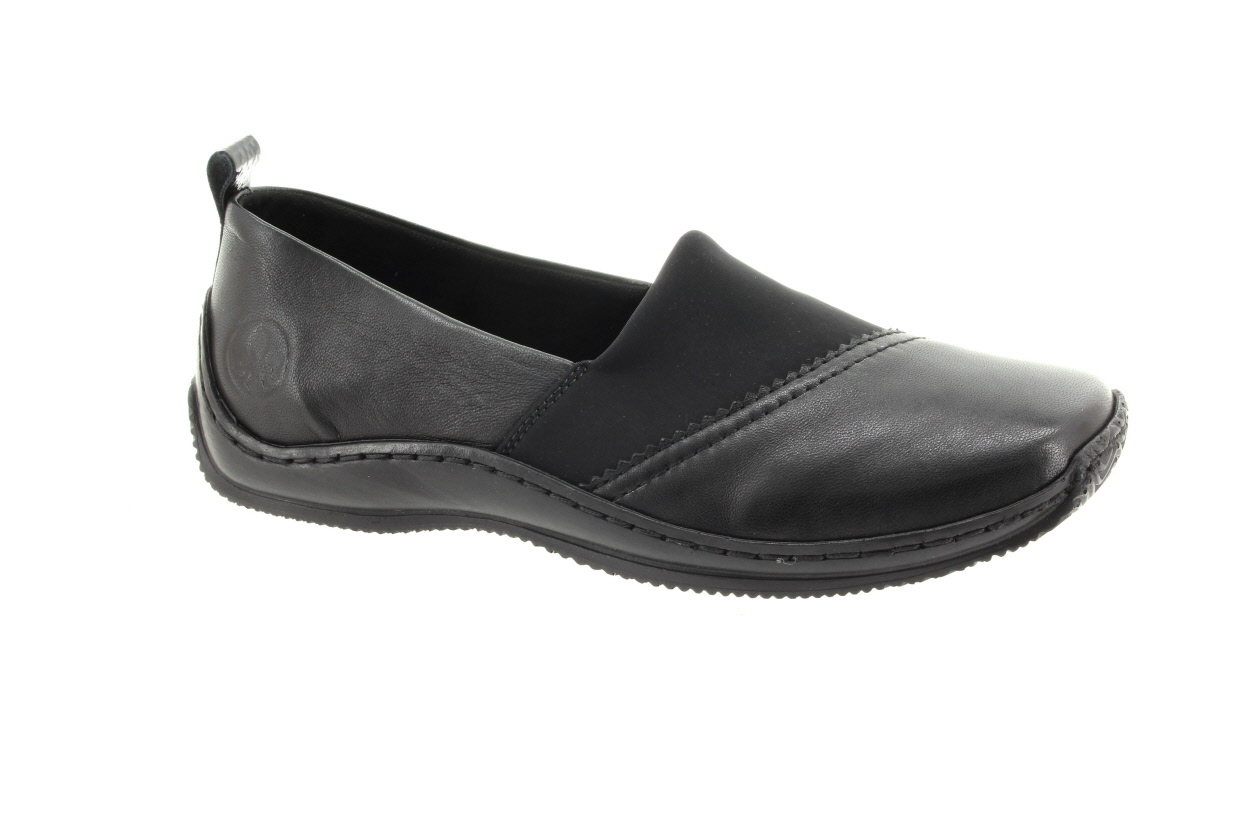 RIEKER Dámské černé kožené mokasíny