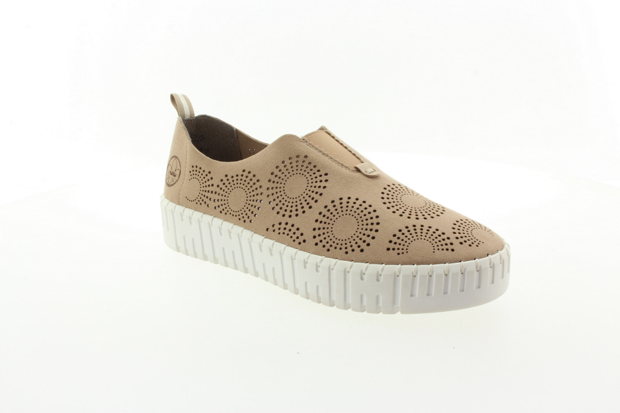 RIEKER Dámské kožené béžové mokasíny