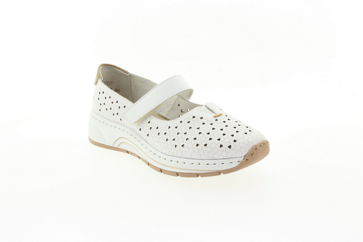 RIEKER Dámské bílé kožené baleríny