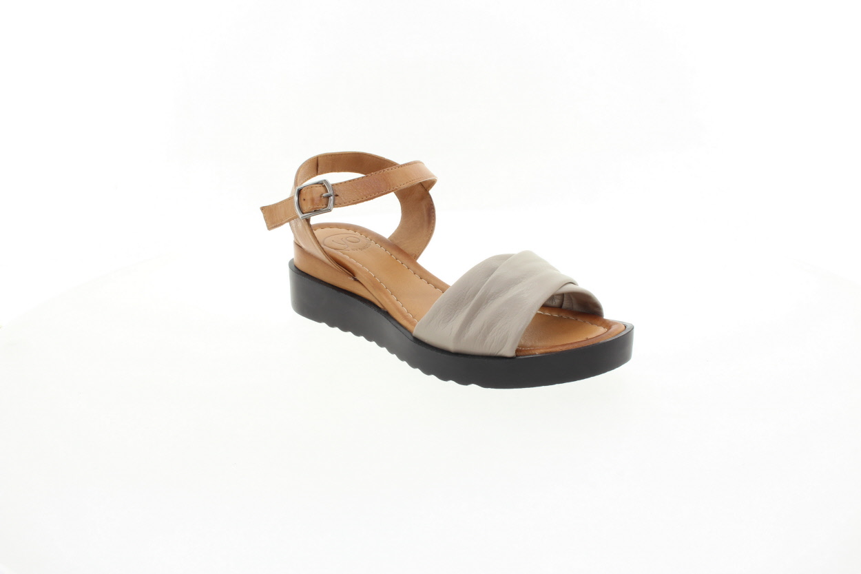 YO BY SHOEMAKER Dámské kožené béžovo koňakové sandály