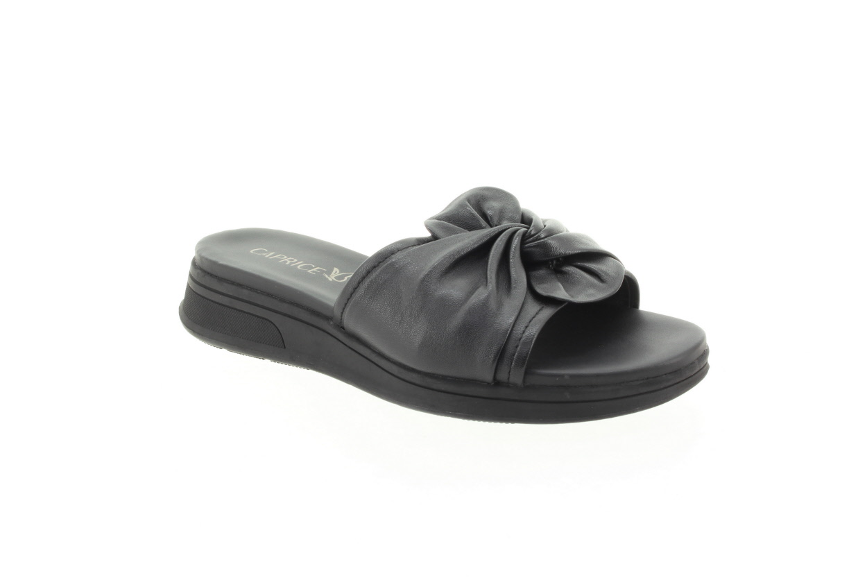 CAPRICE Dámské černé kožené pantofle