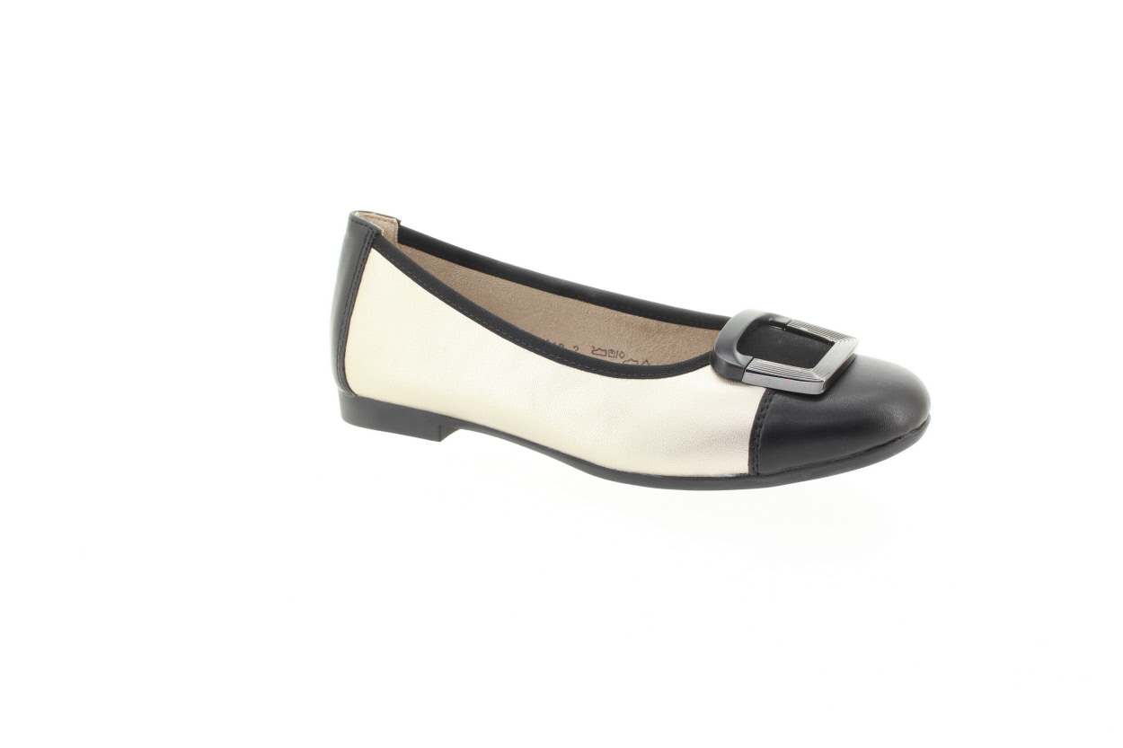 REMONTE Dámské kožené bílo-černé baleríny