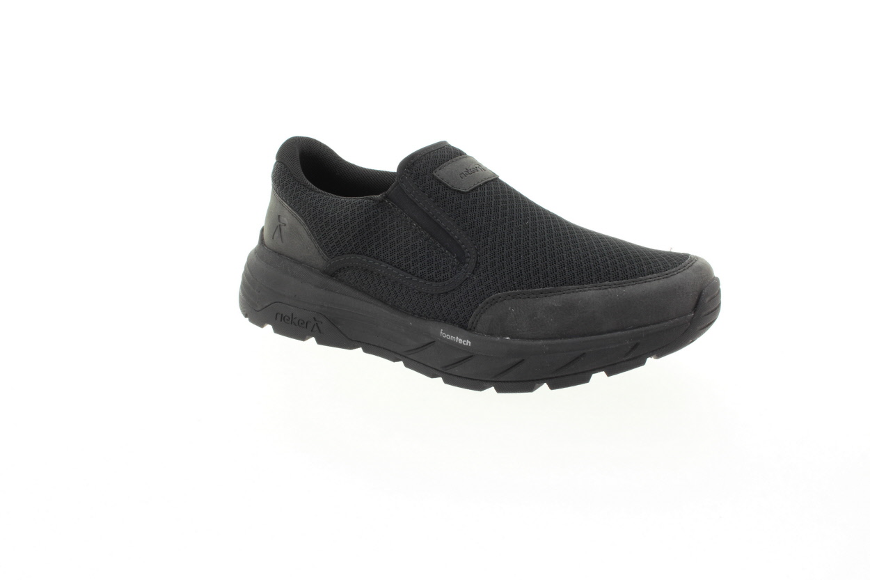 RIEKER Pánské černé textilní slip on