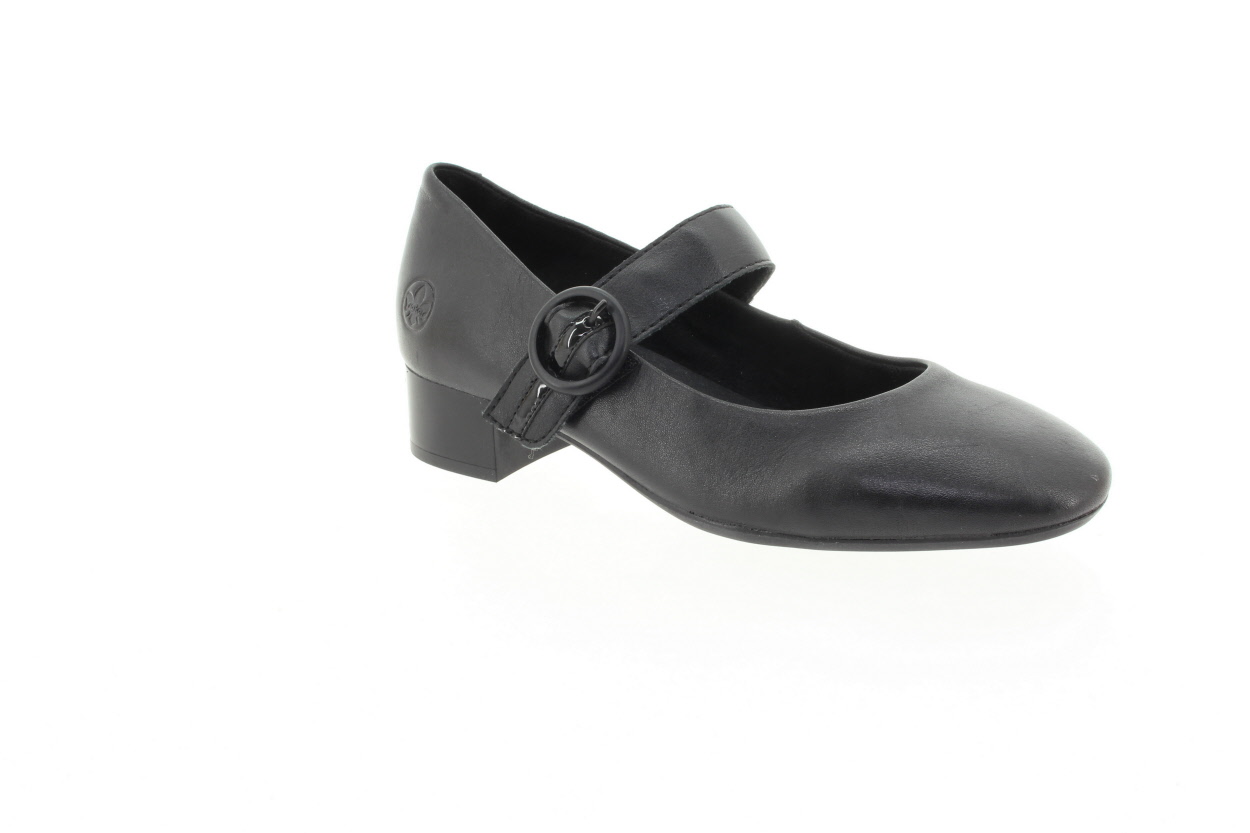 RIEKER Dámské černé kožené baleríny