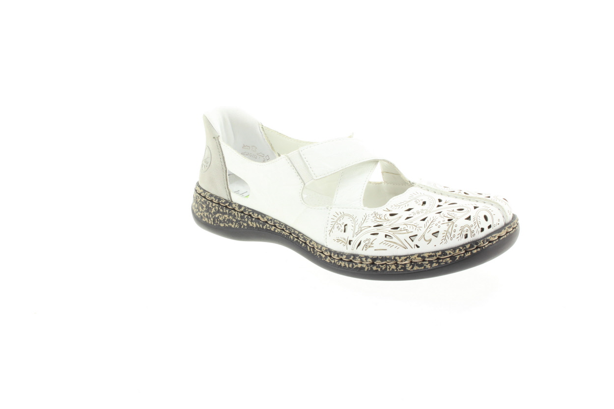 RIEKER Dámské bílé kožené baleríny