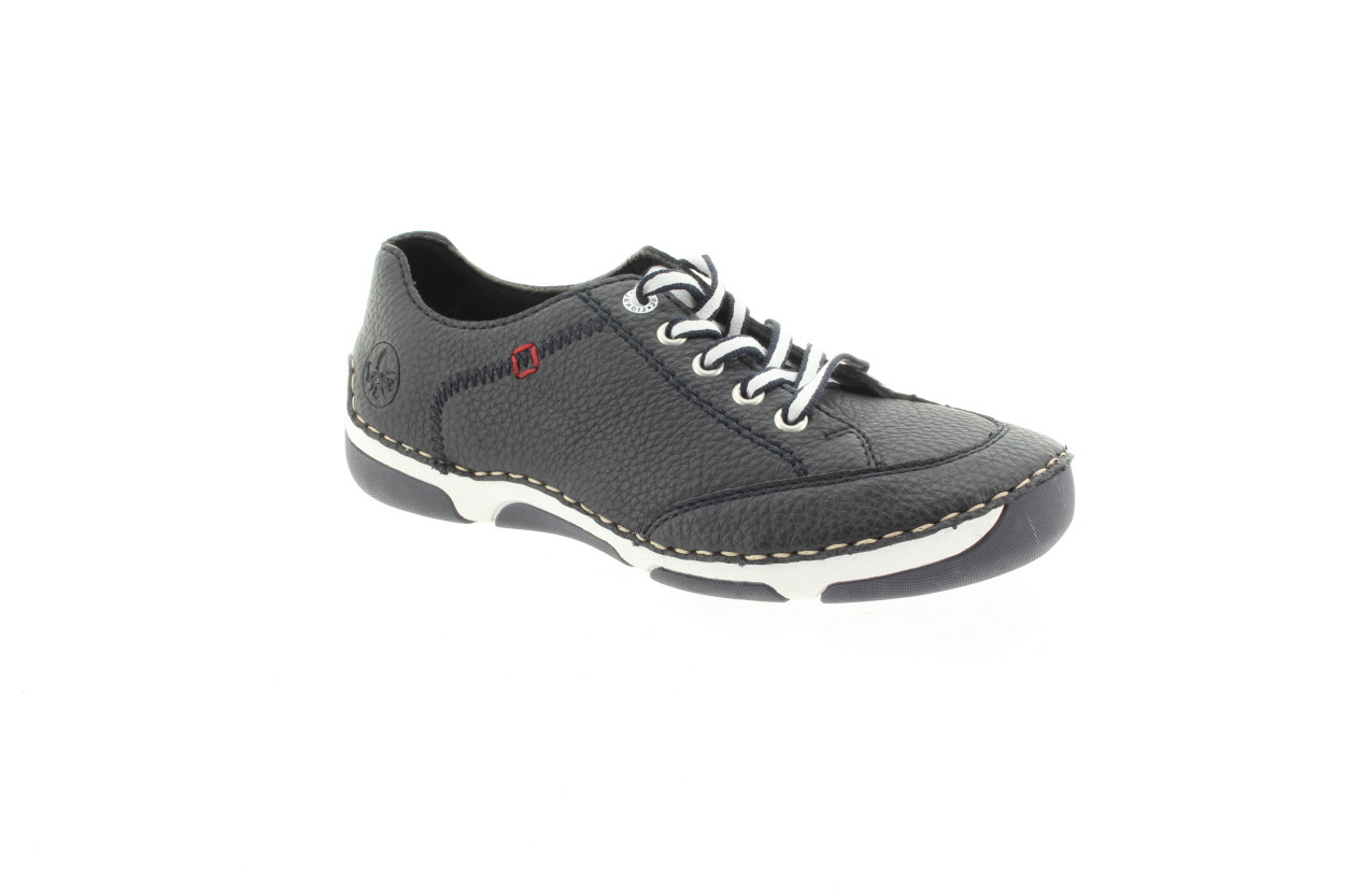 RIEKER Dámské kožené modré polobotky