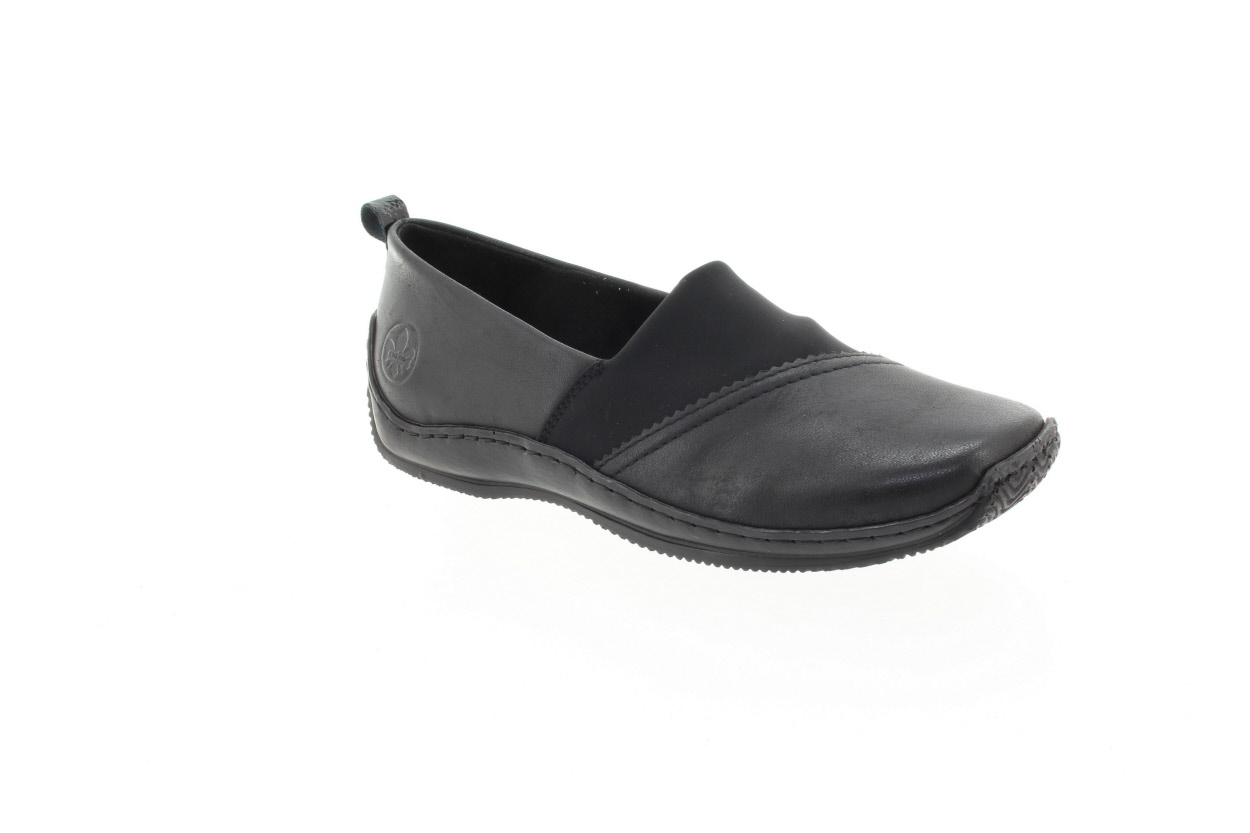 RIEKER Dámské černé kožené polobotky