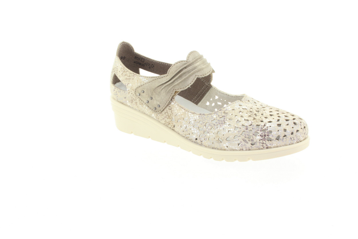 RIEKER Dámské béžové kožené baleríny