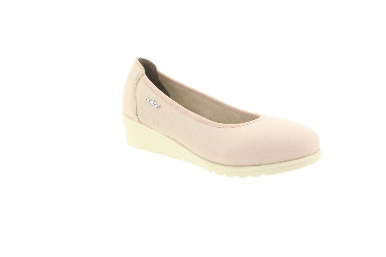 RIEKER Dámské růžové kožené baleríny