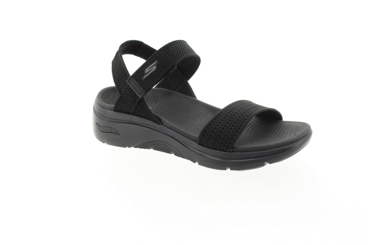 SKECHERS Dámské černé textilní sandály na klínu