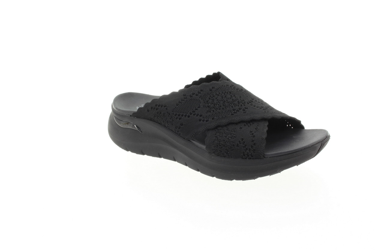 SKECHERS Dámské černé textilní pantofle