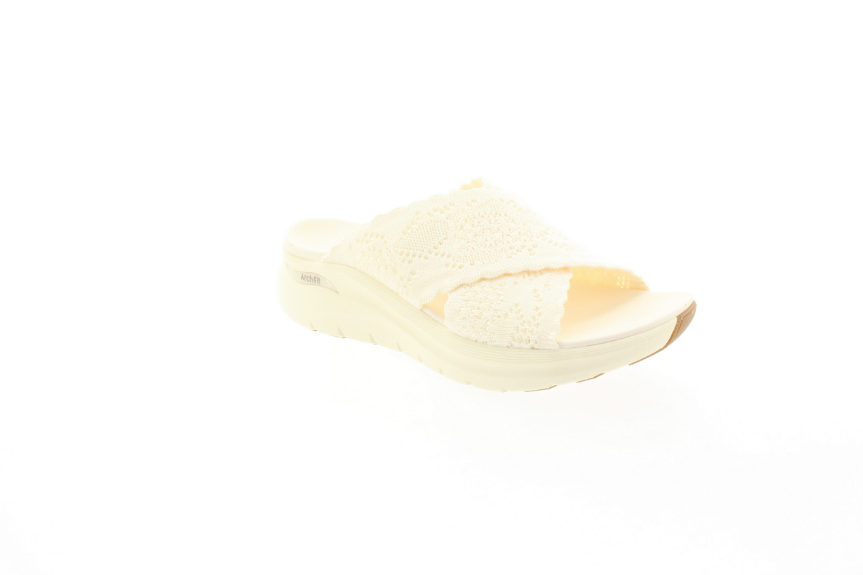 SKECHERS Dámské off white textilní pantofle