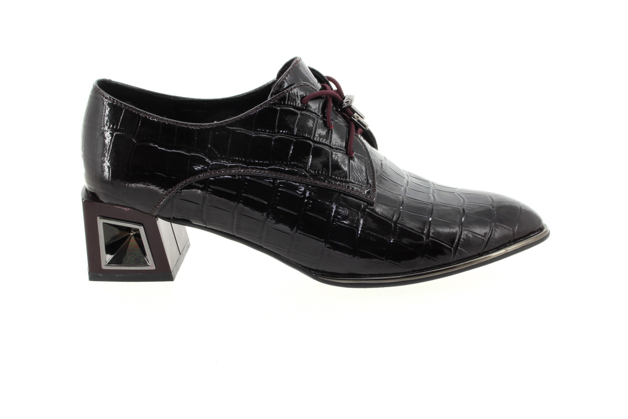 EPICA Dámské kožené croco bordové polobotky