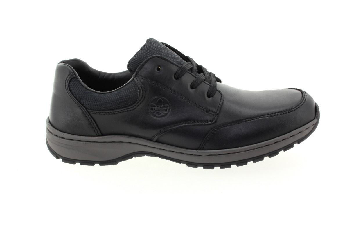 RIEKER Pánské celoroční kožené polobotky černé