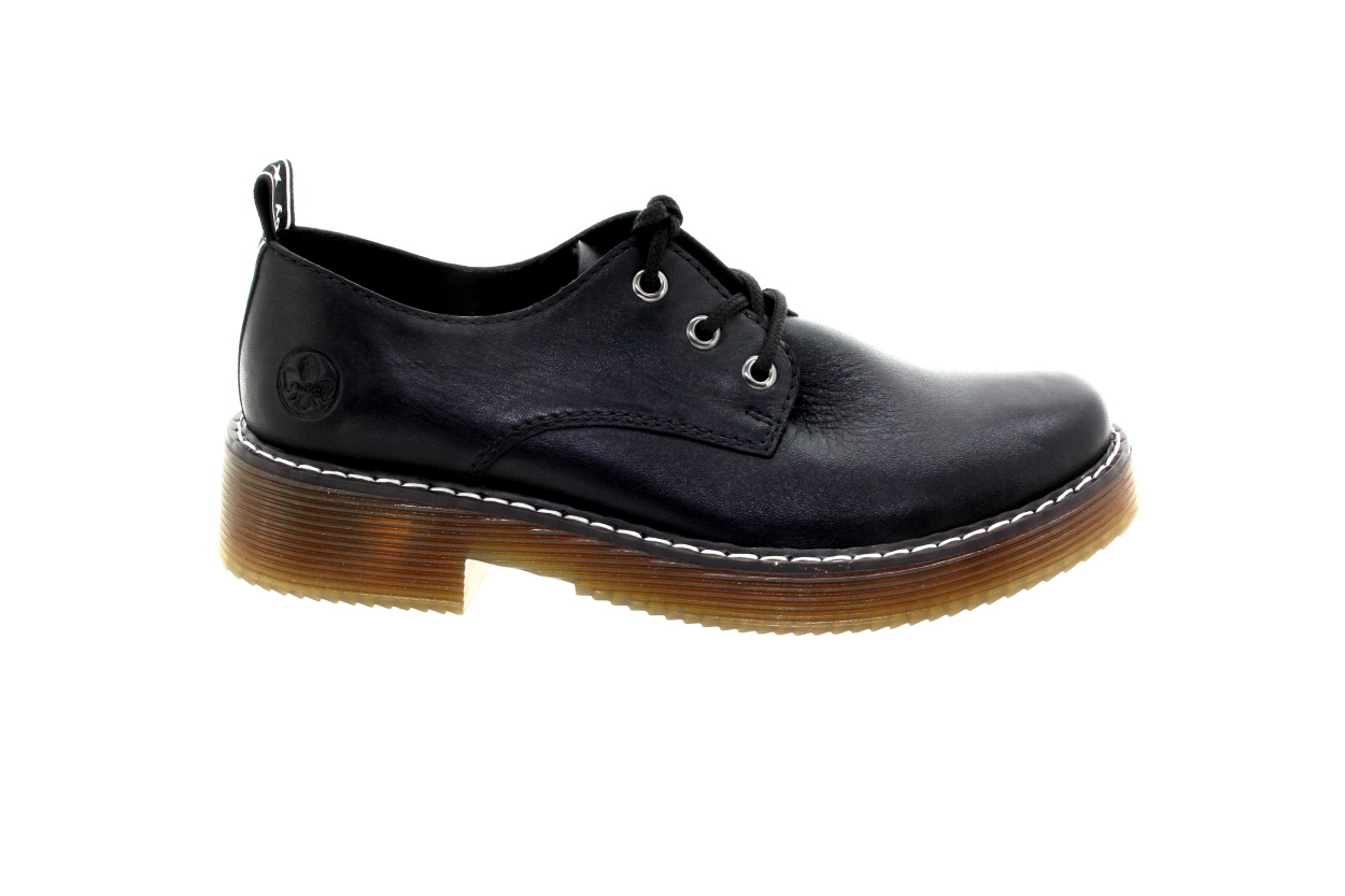 RIEKER Dámské kožené černé polobotky