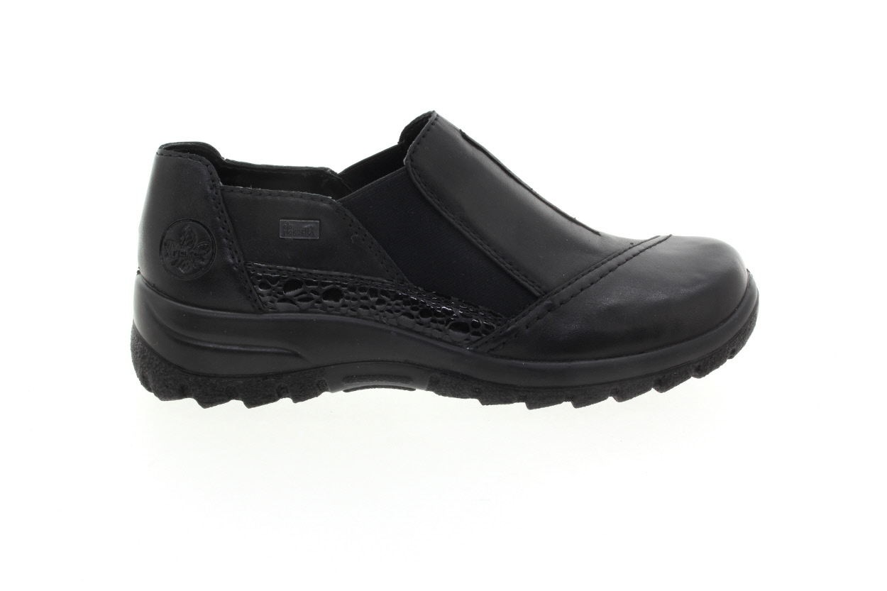 RIEKER Dámské kožené mokasíny černé