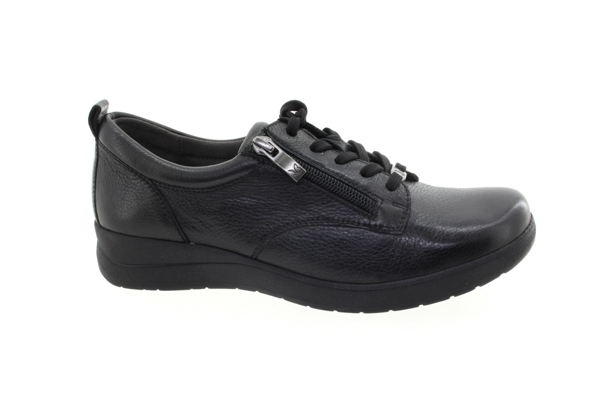 CAPRICE Dámské kožené černé polobotky