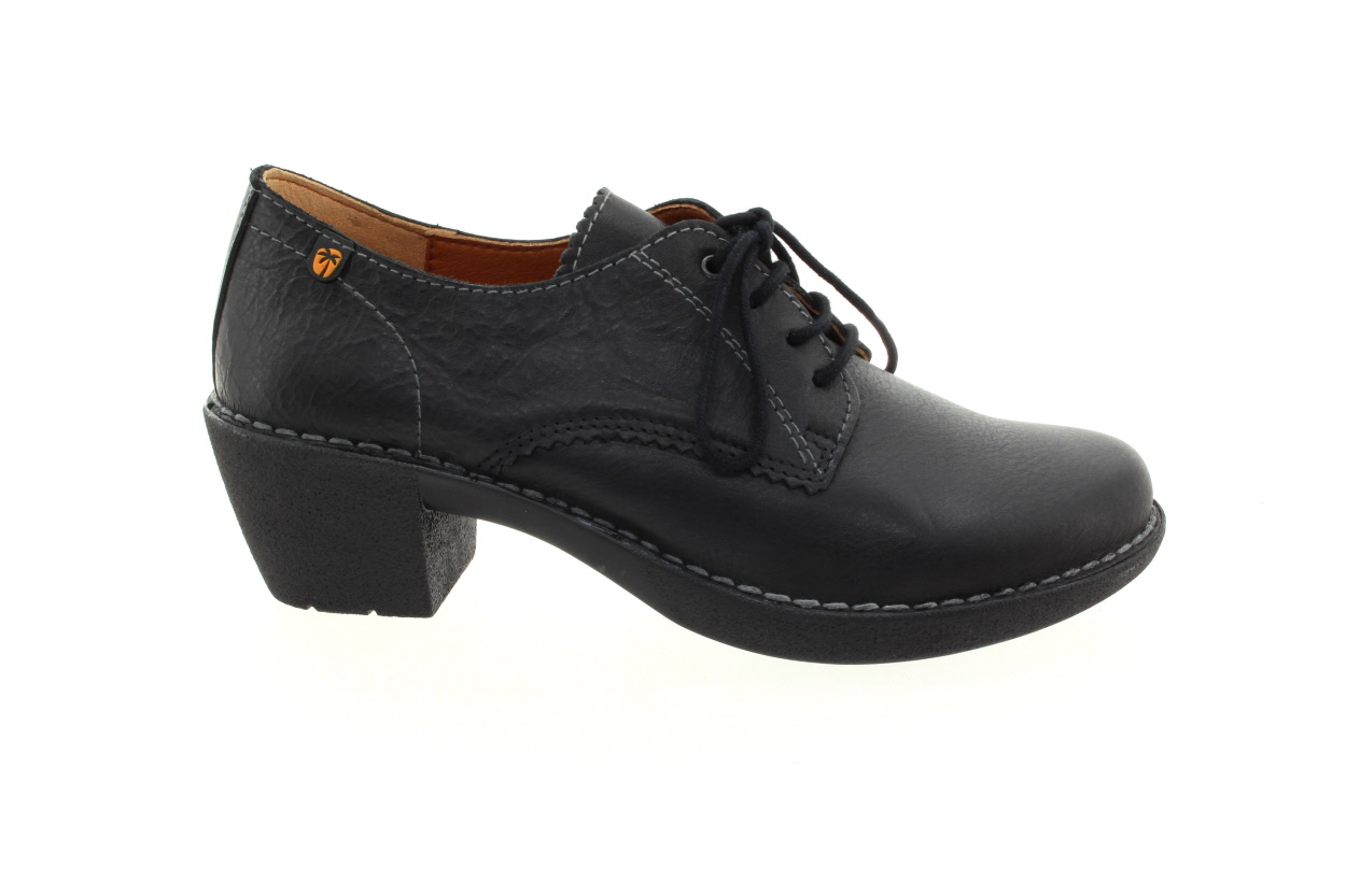 JUNGLA Dámské kožené černé polobotky na podpatku