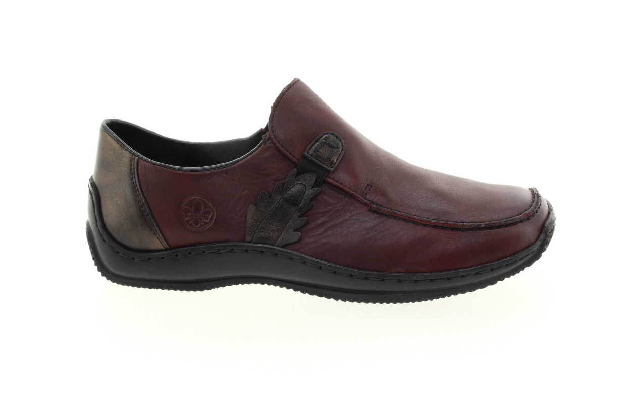 RIEKER Dámské kožené vínové mokasíny