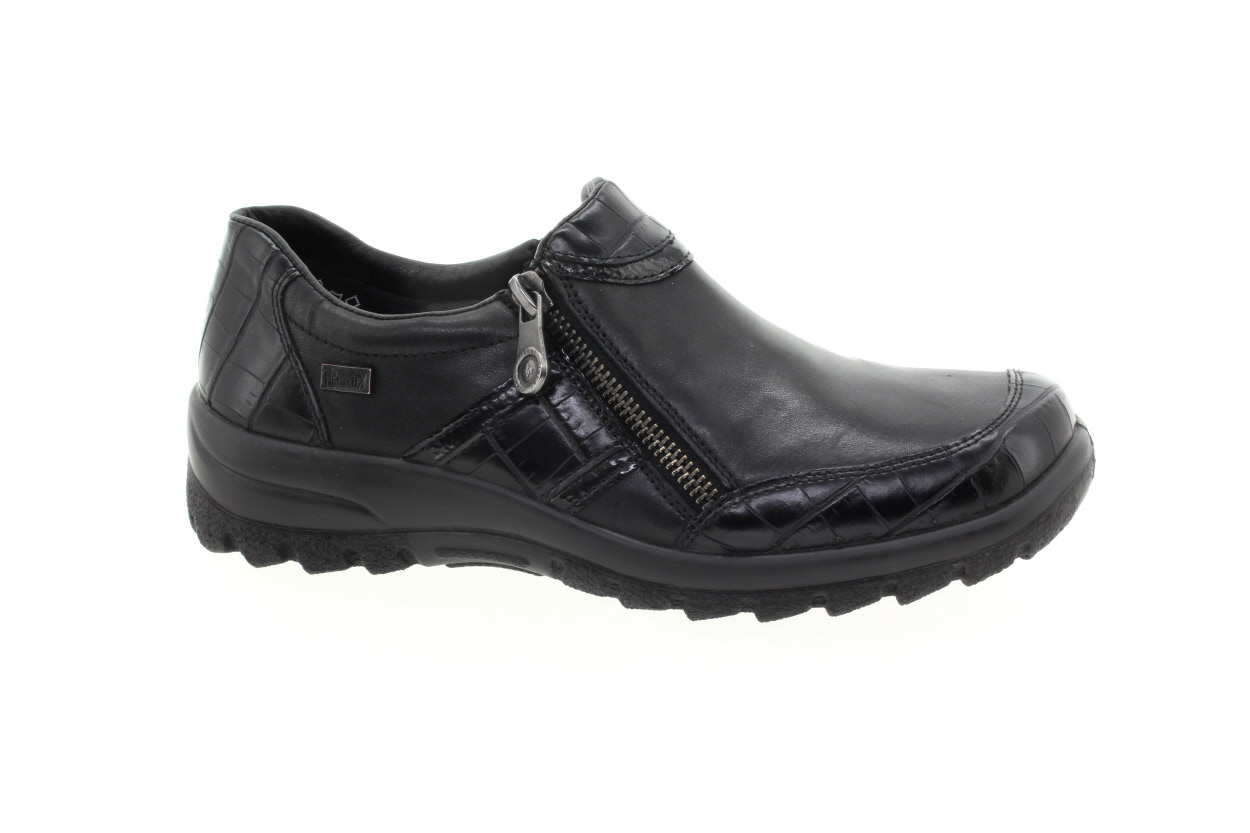 RIEKER Dámské černé kožené mokasíny