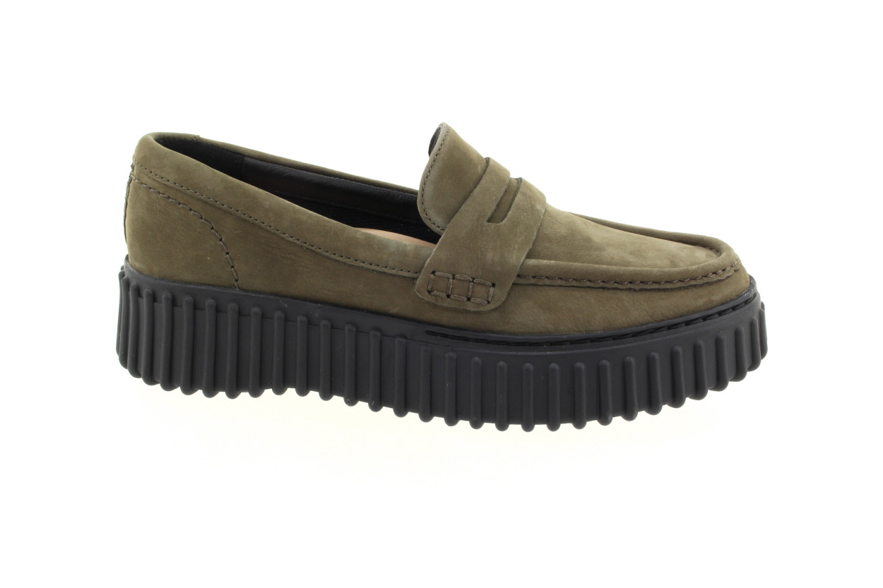 CLARKS Dámské kožené zelené mokasiny