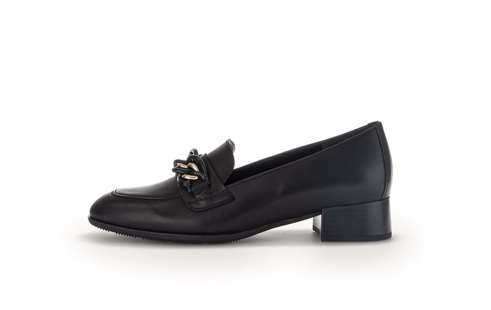 GABOR Dámské černé kožené mokasíny