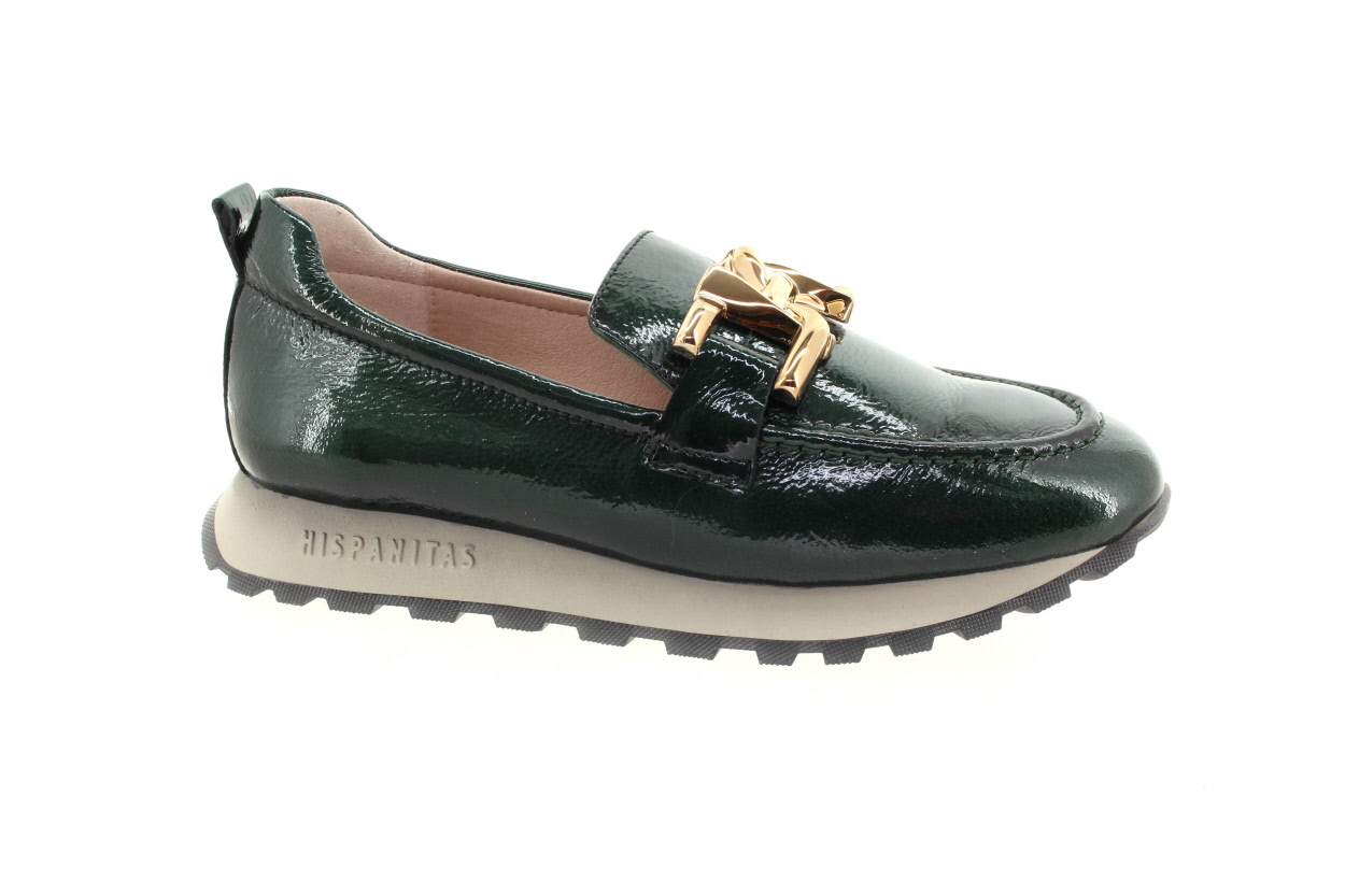 HISPANITAS Dámské kožené tm. zelené mokasíny