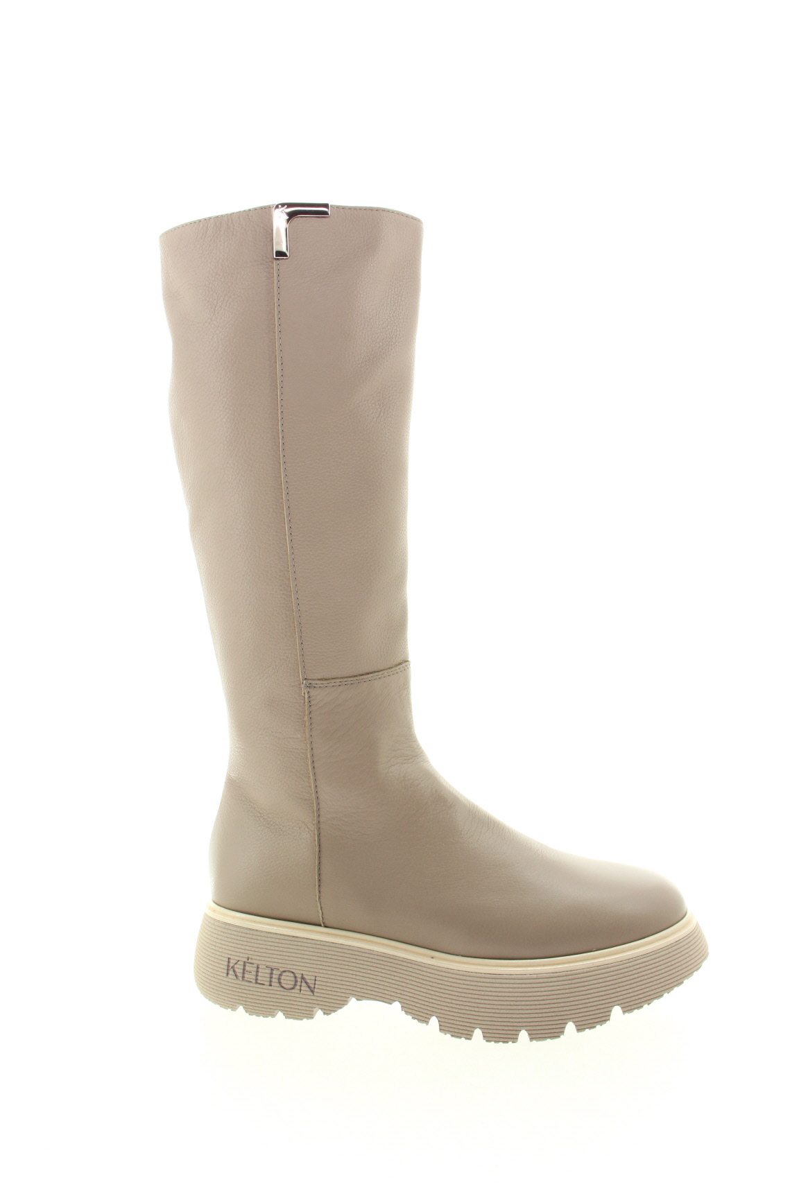 KELTON Dámské béžové kožené kozačky