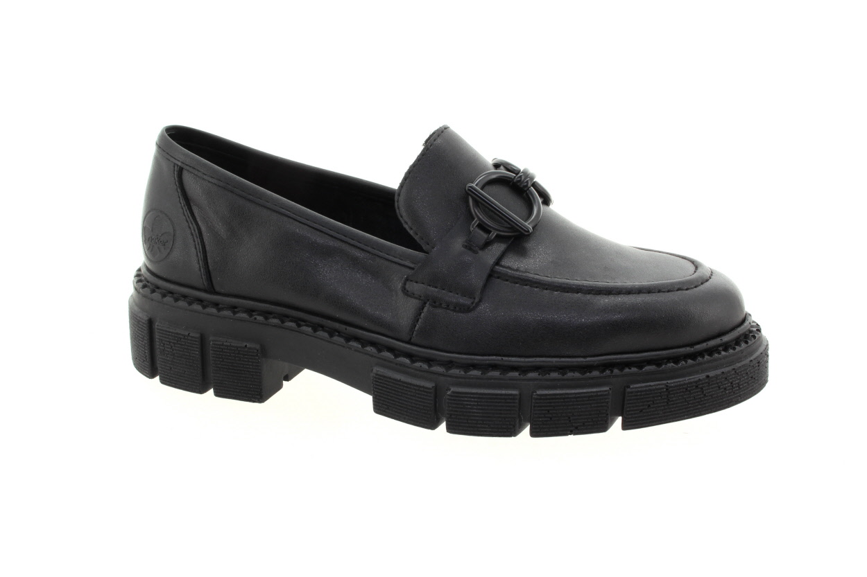 RIEKER Dámské kožené černé mokasíny